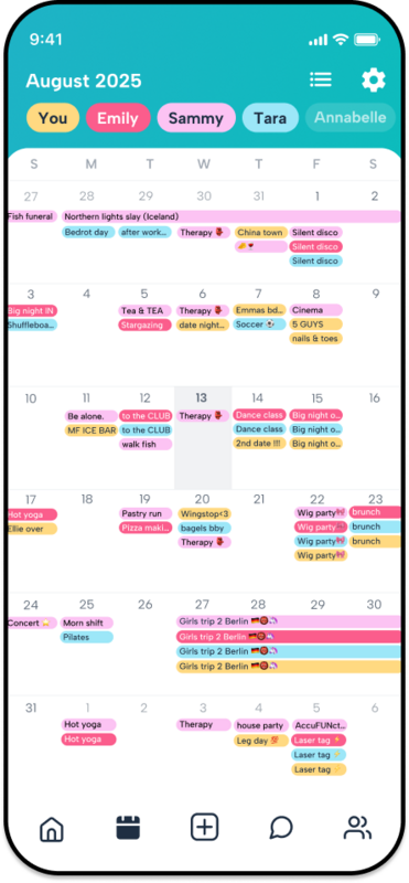 Howbout shared calendar view – see friends’ plans, availability, and make group plans in the social calendar app for live updates from close friends.